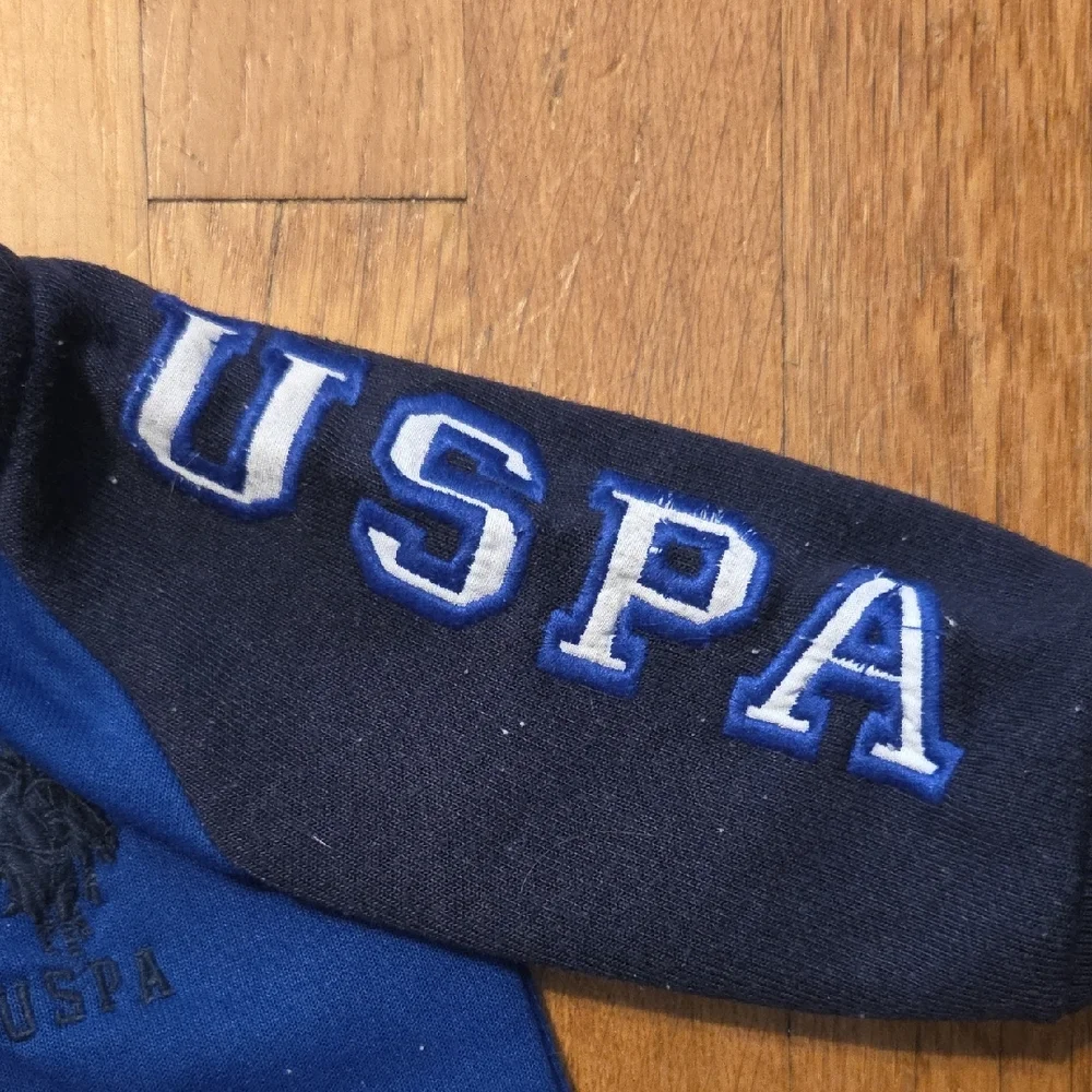 U.S. Polo Assn. Blue Kids One Piece Cotton Blend Warm Fleece Romper Snow Sz 6/9M